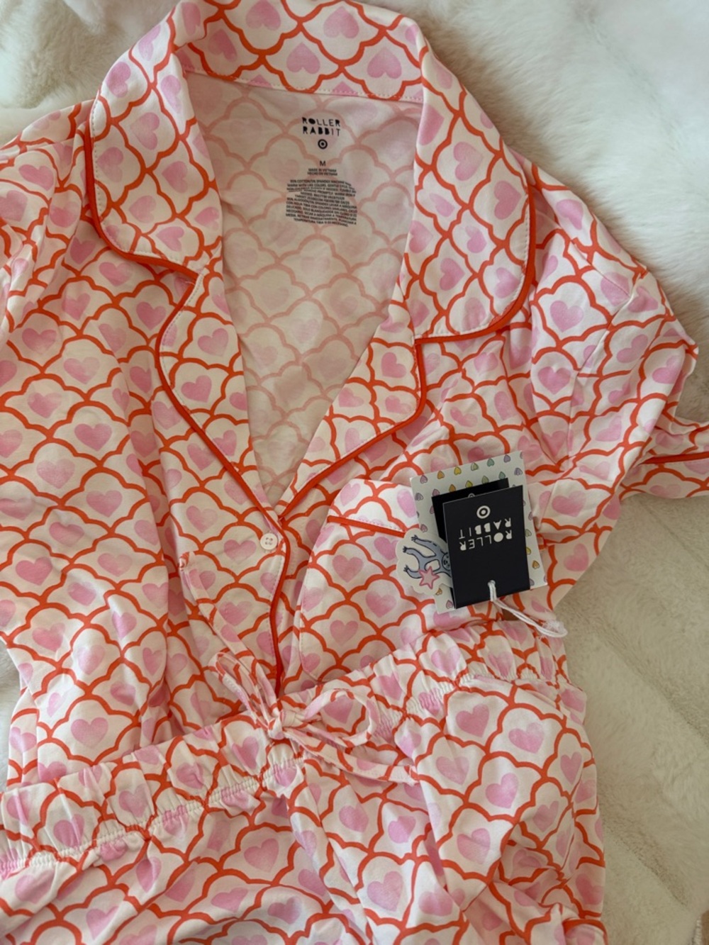 LAST ONE! Roller Rabbit x Target Geo Hearts Shorts & Shirt Cotton PJ Pink MEDIUM